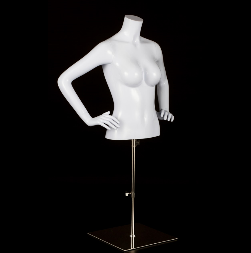 Half Round Female Torso Mannequin, Black